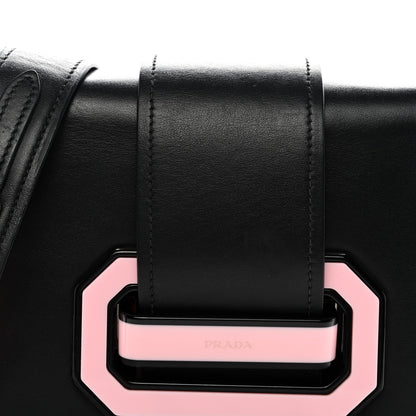 Prada City Calf Plex Ribbon Bag Black Rosa 7 of 9