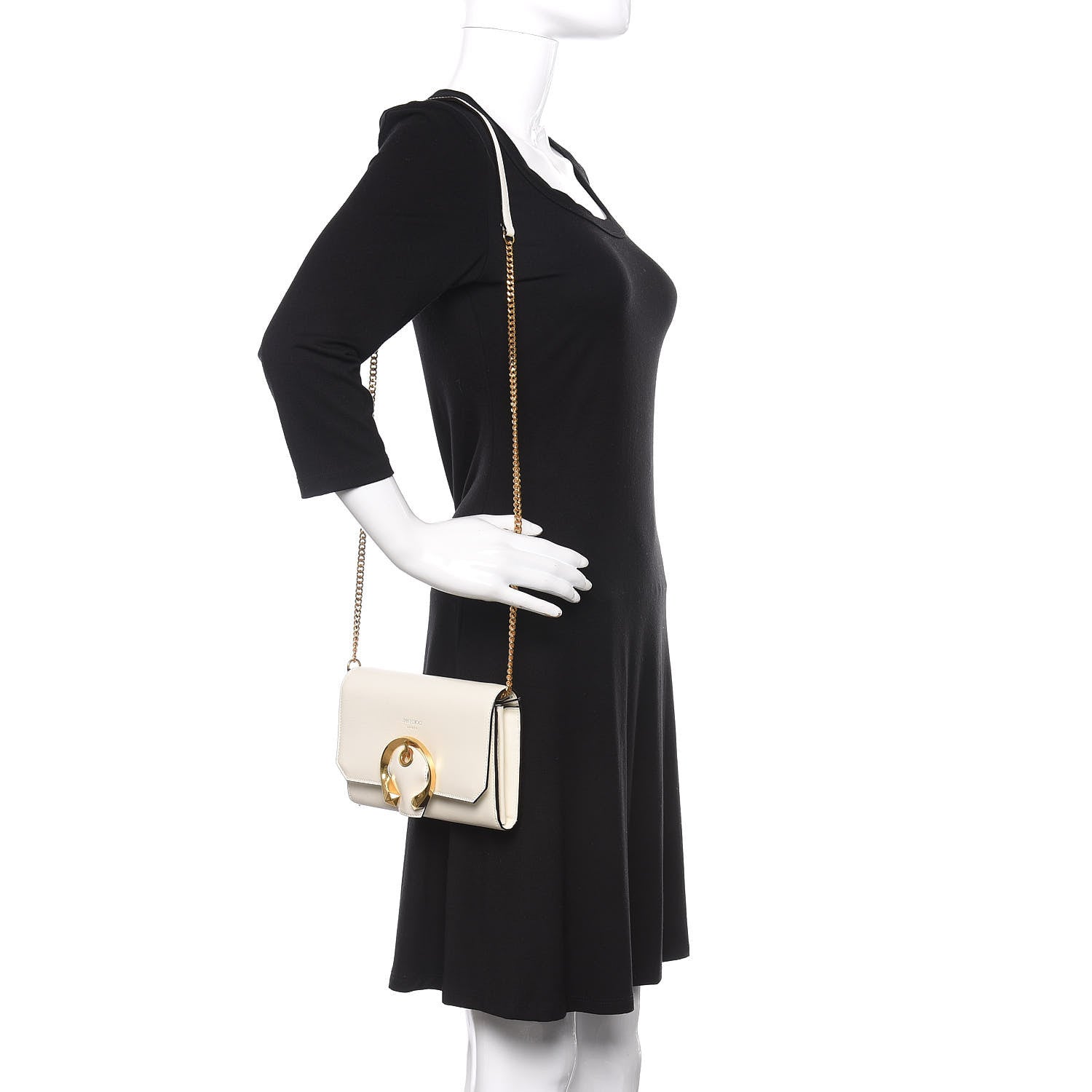 Jimmy Choo Calfskin Mini Madeline Wallet On Chain Latte 2 of 9