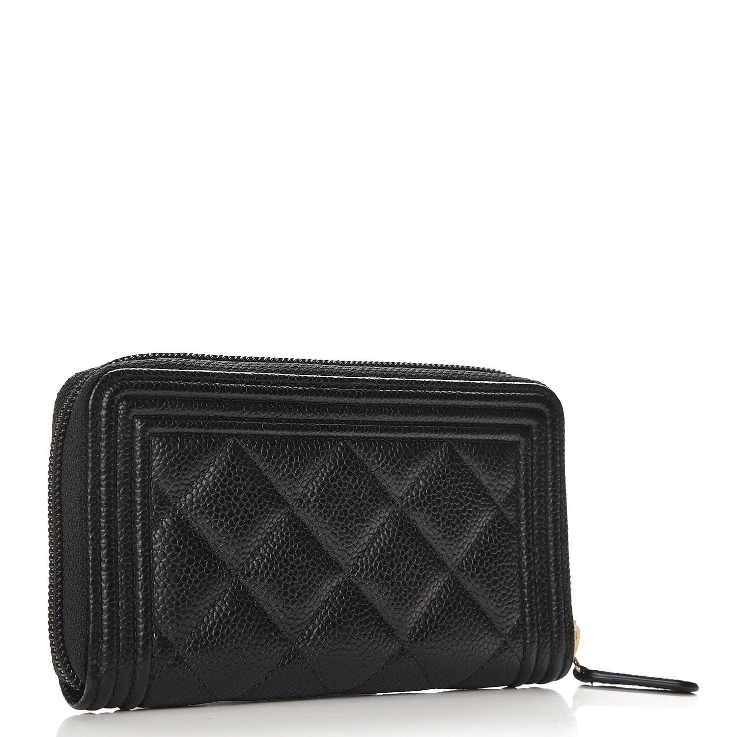 Chanel Caviar Quilted Boy Small Zip Around Wallet Black 3 of 9