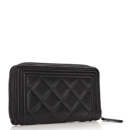Chanel Caviar Quilted Boy Small Zip Around Wallet Black 3 of 9