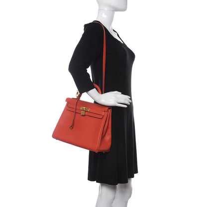 Hermes Evercolor Verso Kelly Retourne 32 Capucine Rouge H 2 of 12