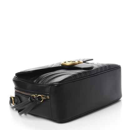 Gucci Calfskin Matelasse Sylvie Web Small GG Marmont Top Handle Shoulder Bag Black 4 of 10