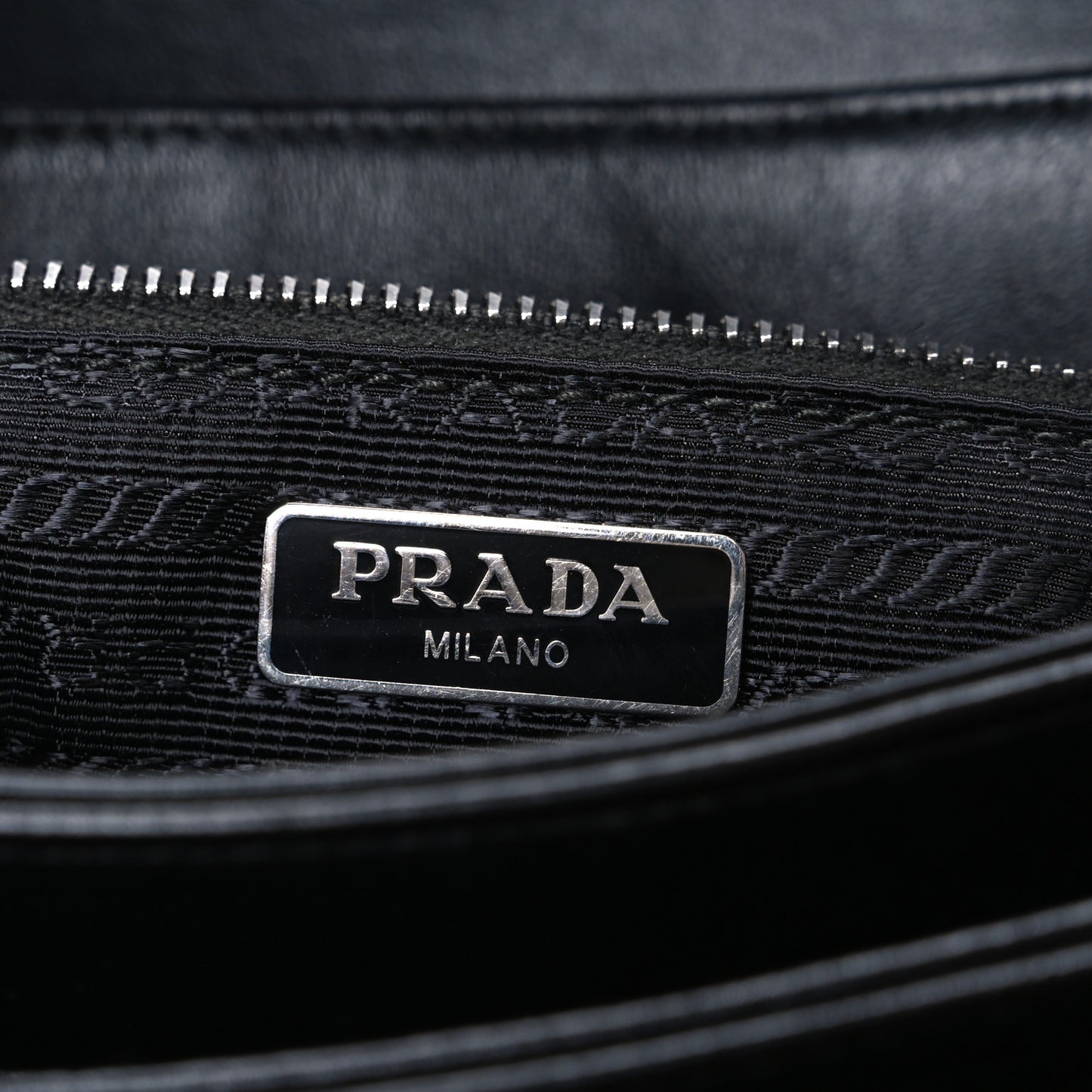 Saffiano Tessuto Nylon Chain Shoulder Bag Black