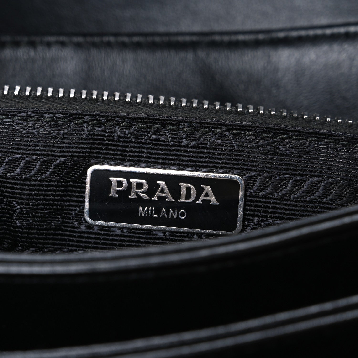 Prada Saffiano Tessuto Nylon Chain Shoulder Bag Black 6 of 10