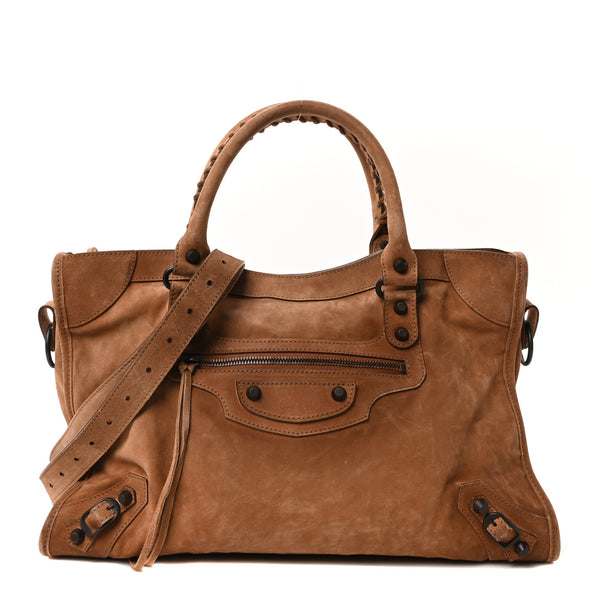 Balenciaga Suede Calfskin Classic Hardware Medium Le City Camel