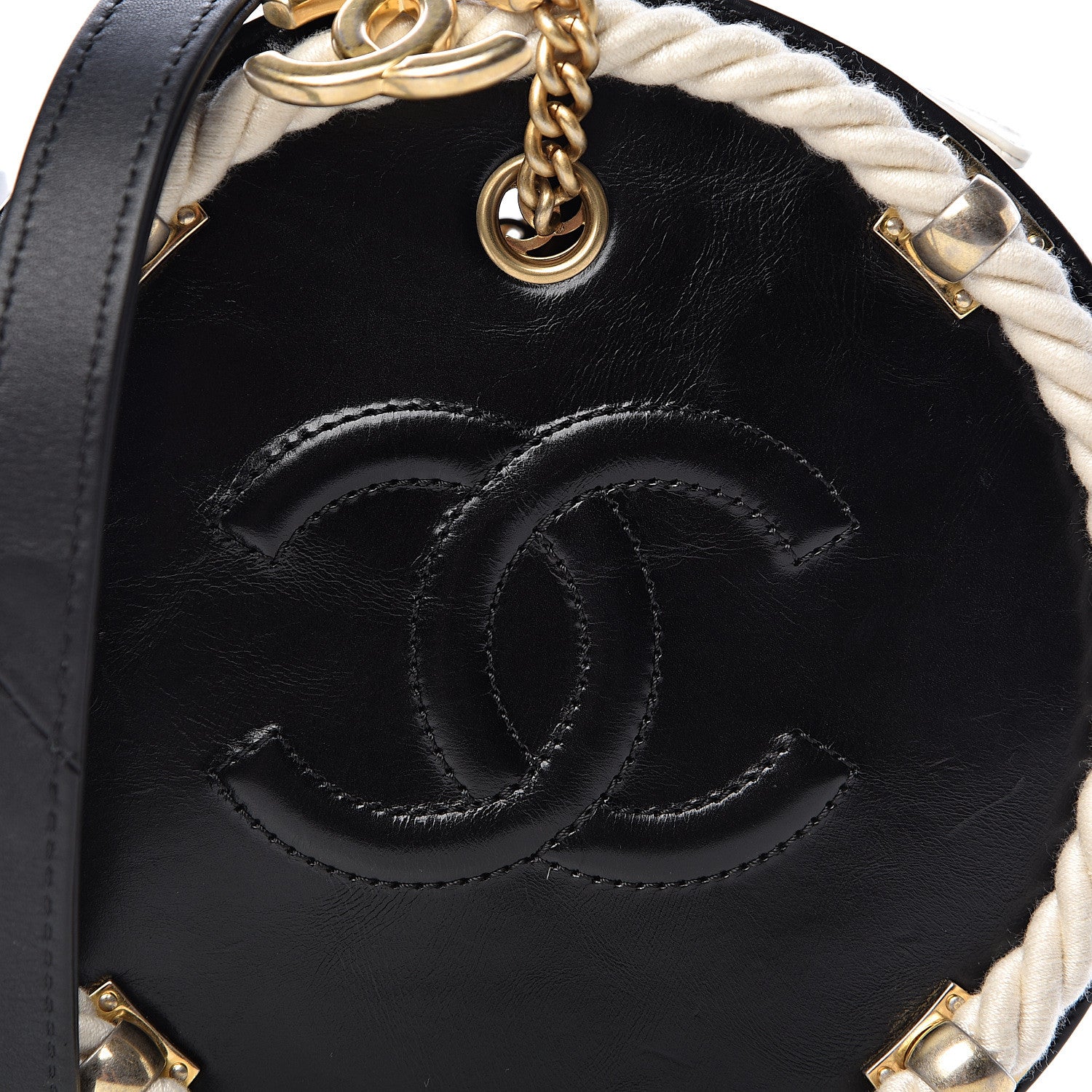 Chanel Crumpled Calfskin Cotton Small En Vogue Round Bag Black 8 of 11
