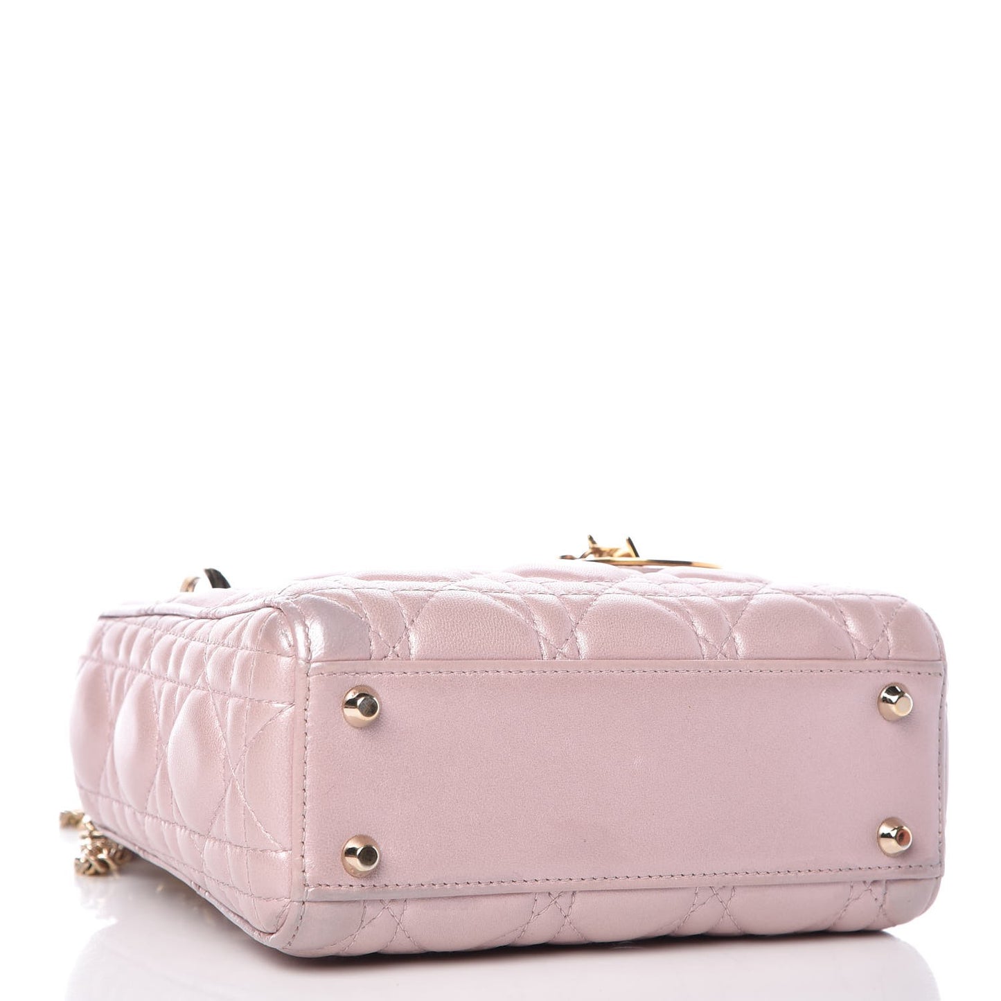 Metallic Calfskin Cannage Mini Lady Dior Pink
