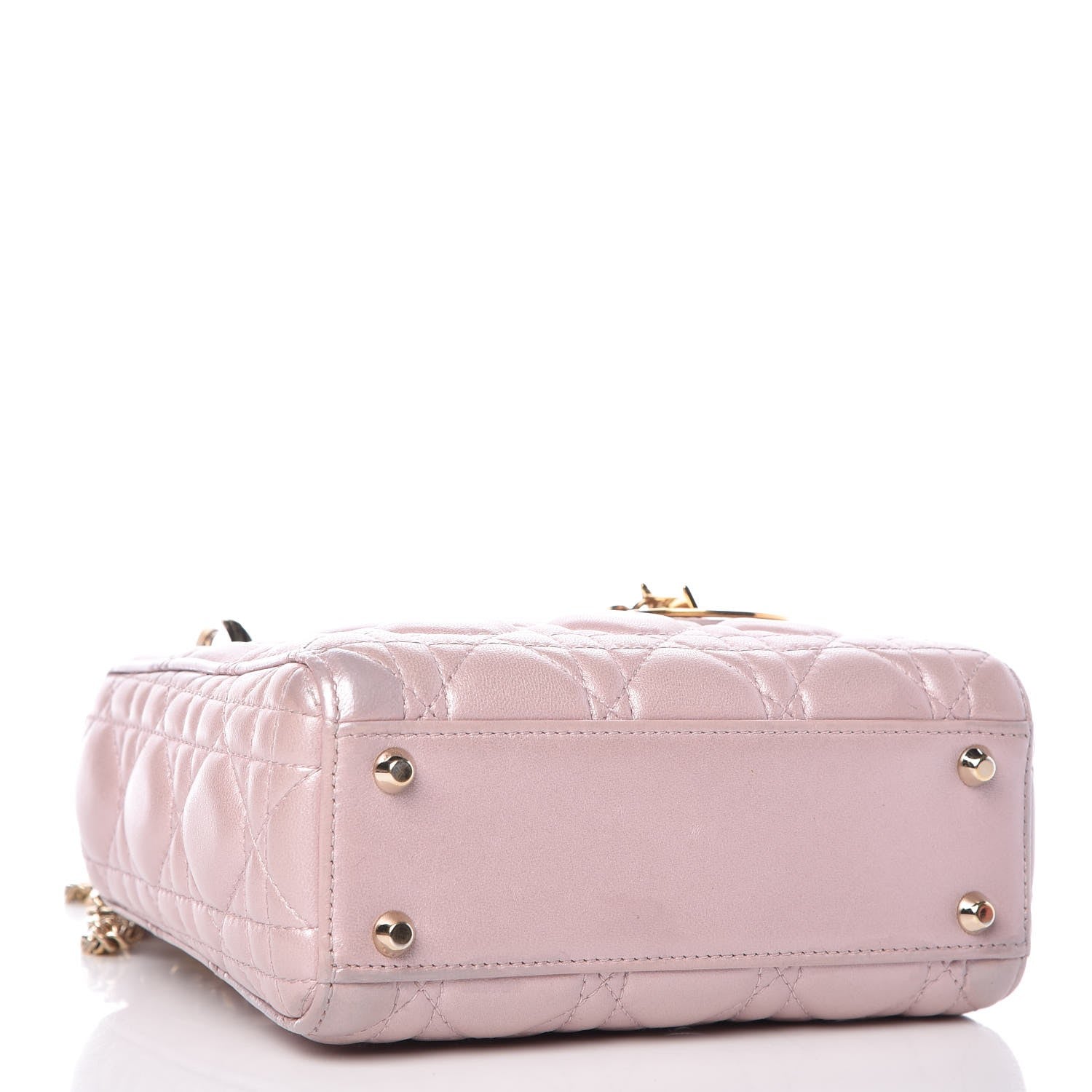Christian Dior Metallic Calfskin Cannage Mini Lady Dior Pink 4 of 9