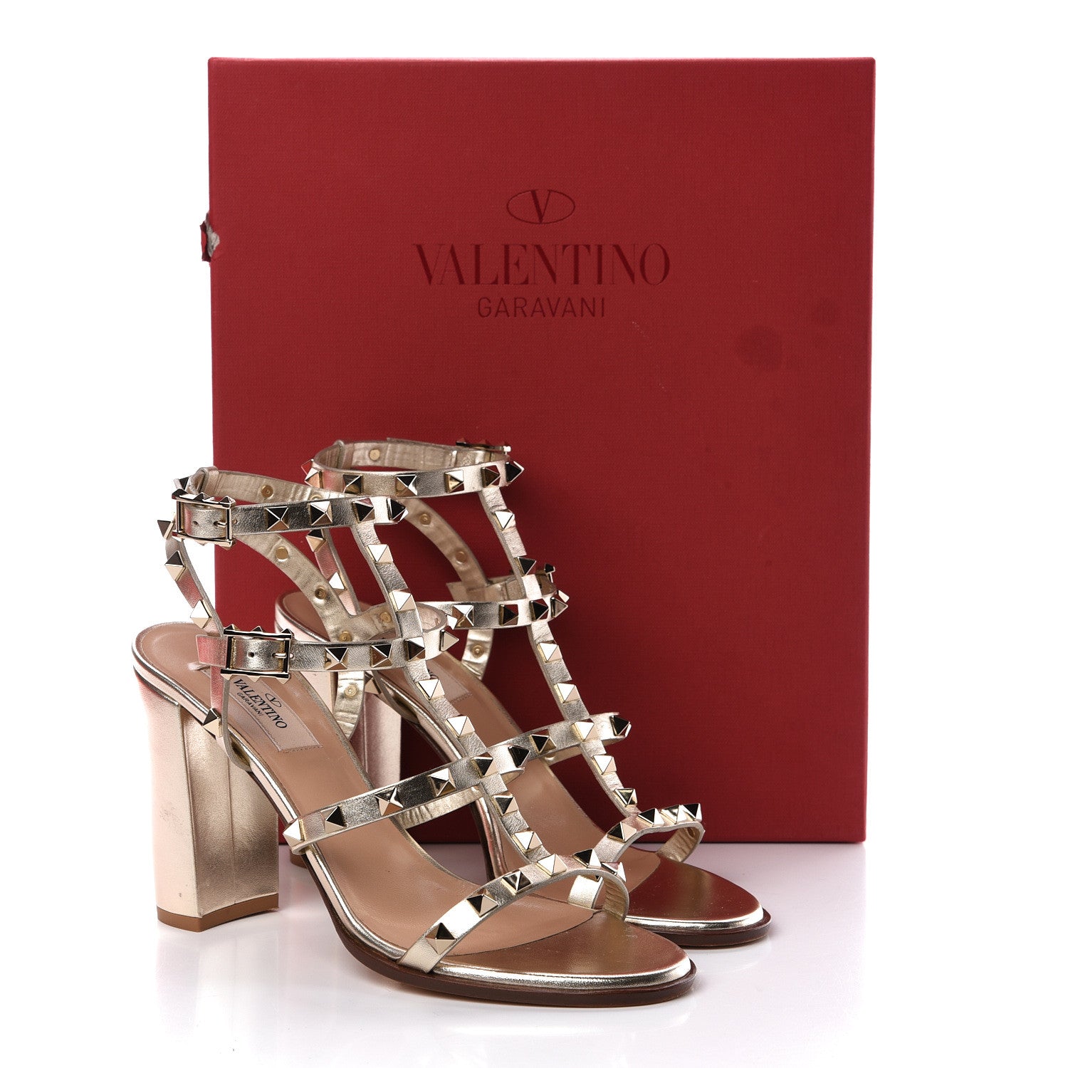 Valentino Garavani Metallic Nappa Rockstud 90mm City Sandals 38.5 Skin 14 of 14