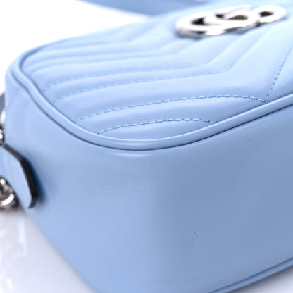 Gucci Calfskin Matelasse Small GG Marmont Chain Shoulder Bag Porcelain Light Blue 8 of 12