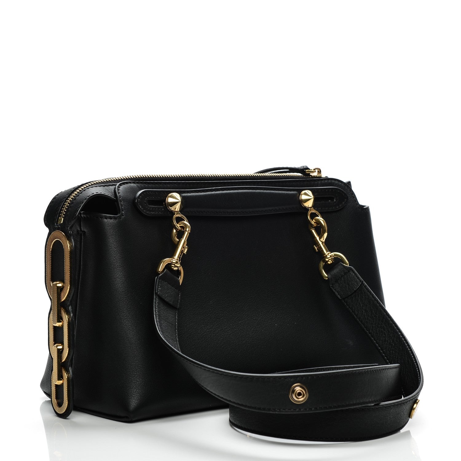 Fendi Vitello Dolce Chain Tail Gold Edition Medium By The Way Boston Bag Black Vintage Gold 3 of 7