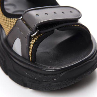 Gucci X SEGA Nappa Mesh Mens Aguru Sandals 9 Loess Black 9 of 12