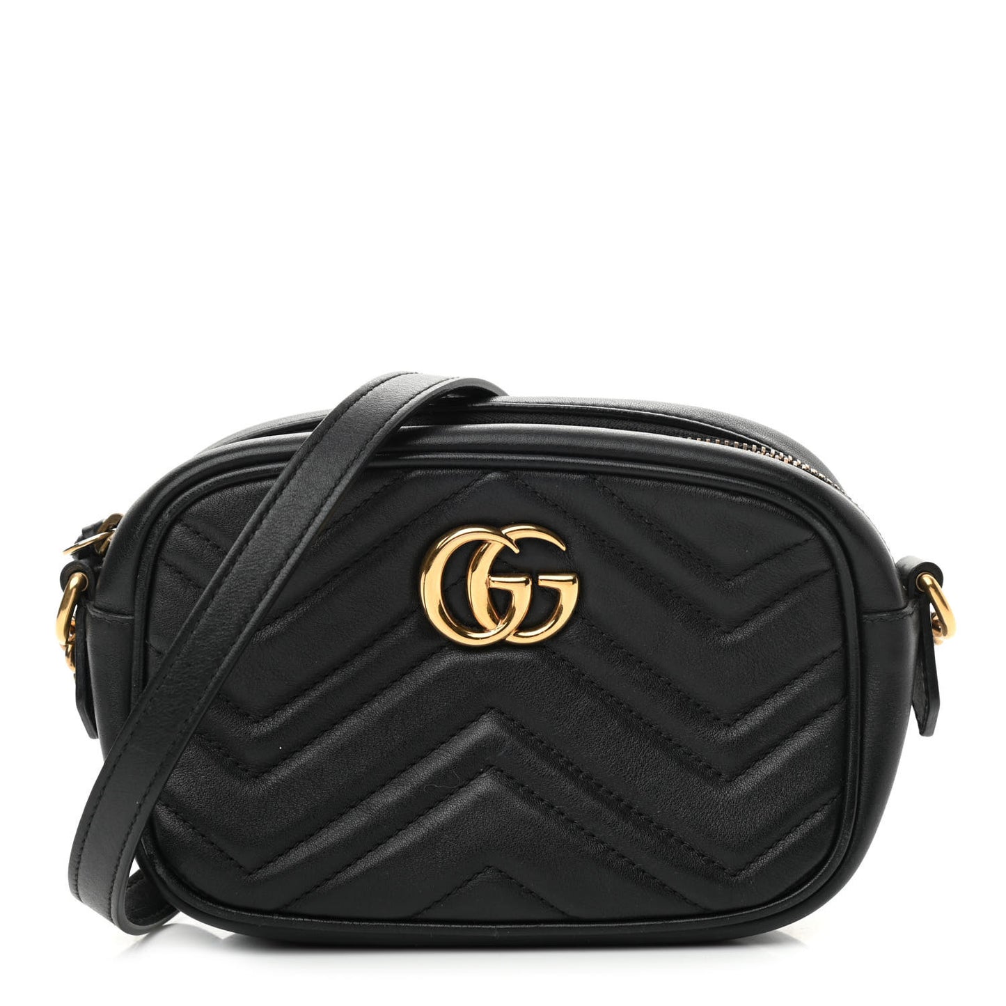 Calfskin Matelasse Mini GG Marmont Chain Shoulder Bag Black
