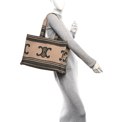 Celine Jacquard Striped Triomphe Large Cabas Thais Beige Black 2 of 11