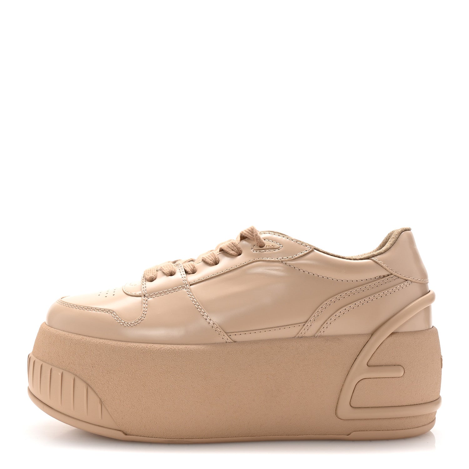 Fendi Calfskin Fashion Show Platform Sneakers 38.5 40 Beige 1 of 11
