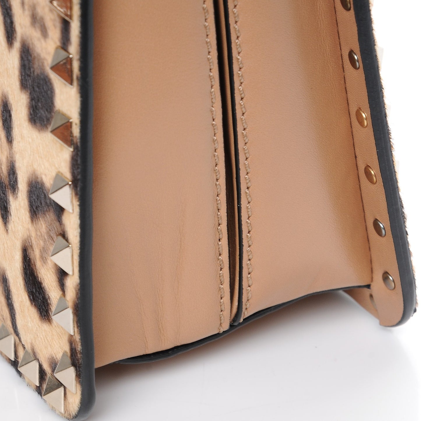 Pony Hair Rockstud Frame Bag Leopard