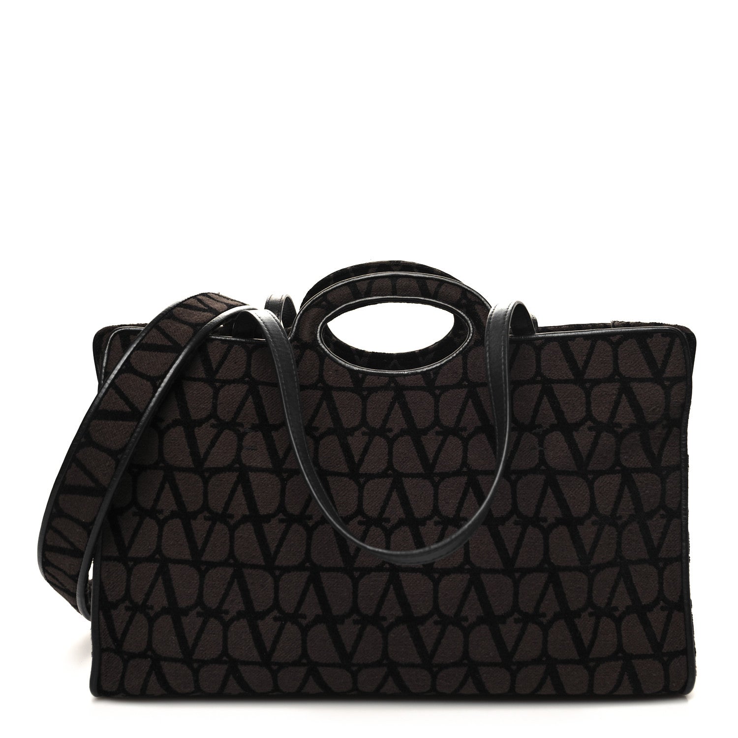 Valentino Garavani Toile Iconographe Goatskin Le Troisieme Shopping Bag Black Fondant 1 of 10