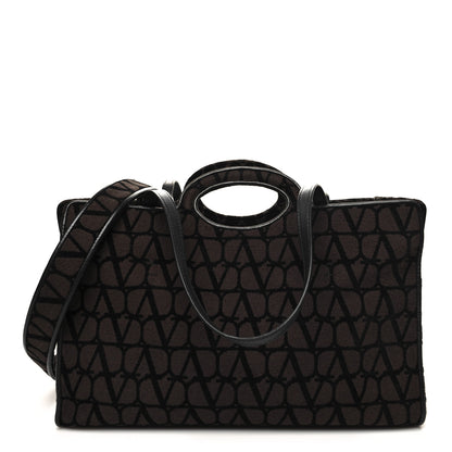 Valentino Garavani Toile Iconographe Goatskin Le Troisieme Shopping Bag Black Fondant 1 of 10