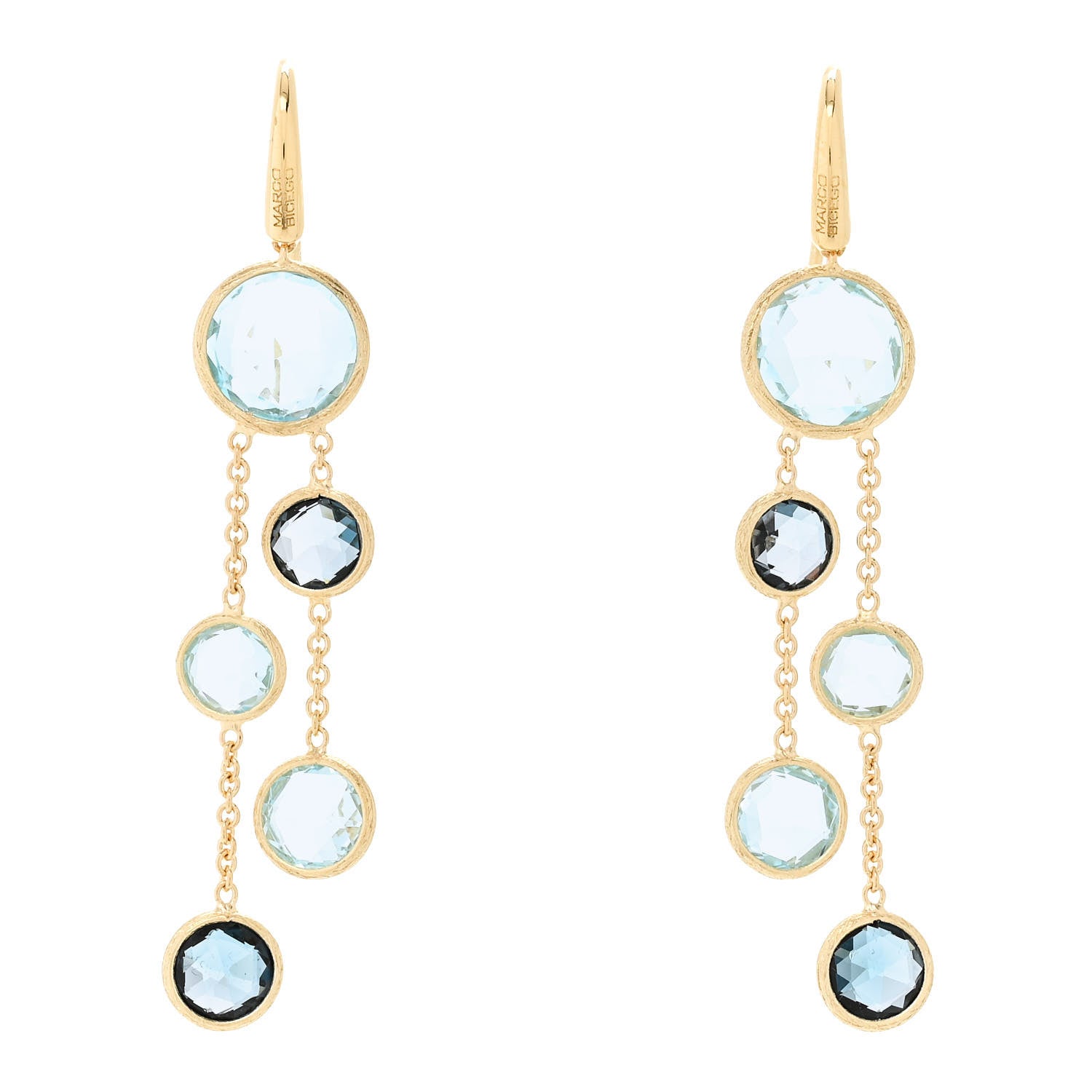 Marco Bicego 18K Yellow Gold Blue Topaz Jaipur Color Two Strand Earrings 1 of 4