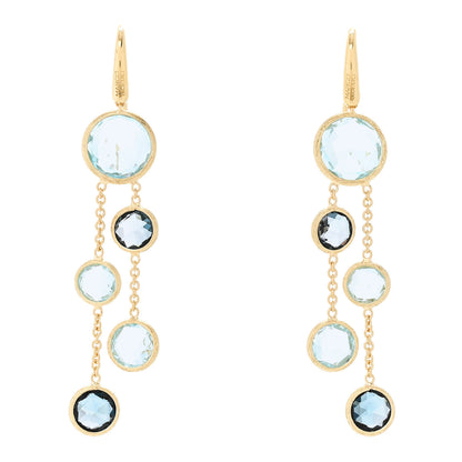 Marco Bicego 18K Yellow Gold Blue Topaz Jaipur Color Two Strand Earrings 1 of 4