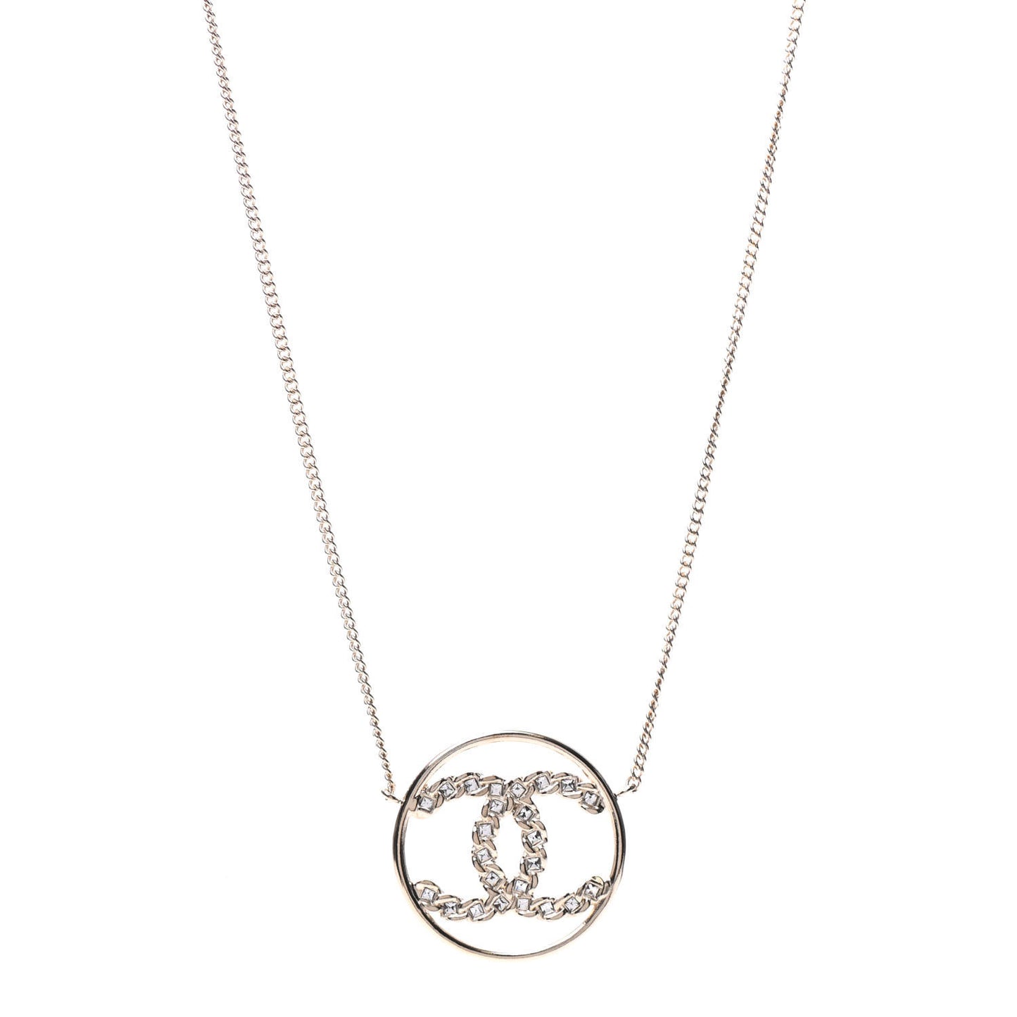 Baguette Crystal High Society CC Pendant Necklace Gold