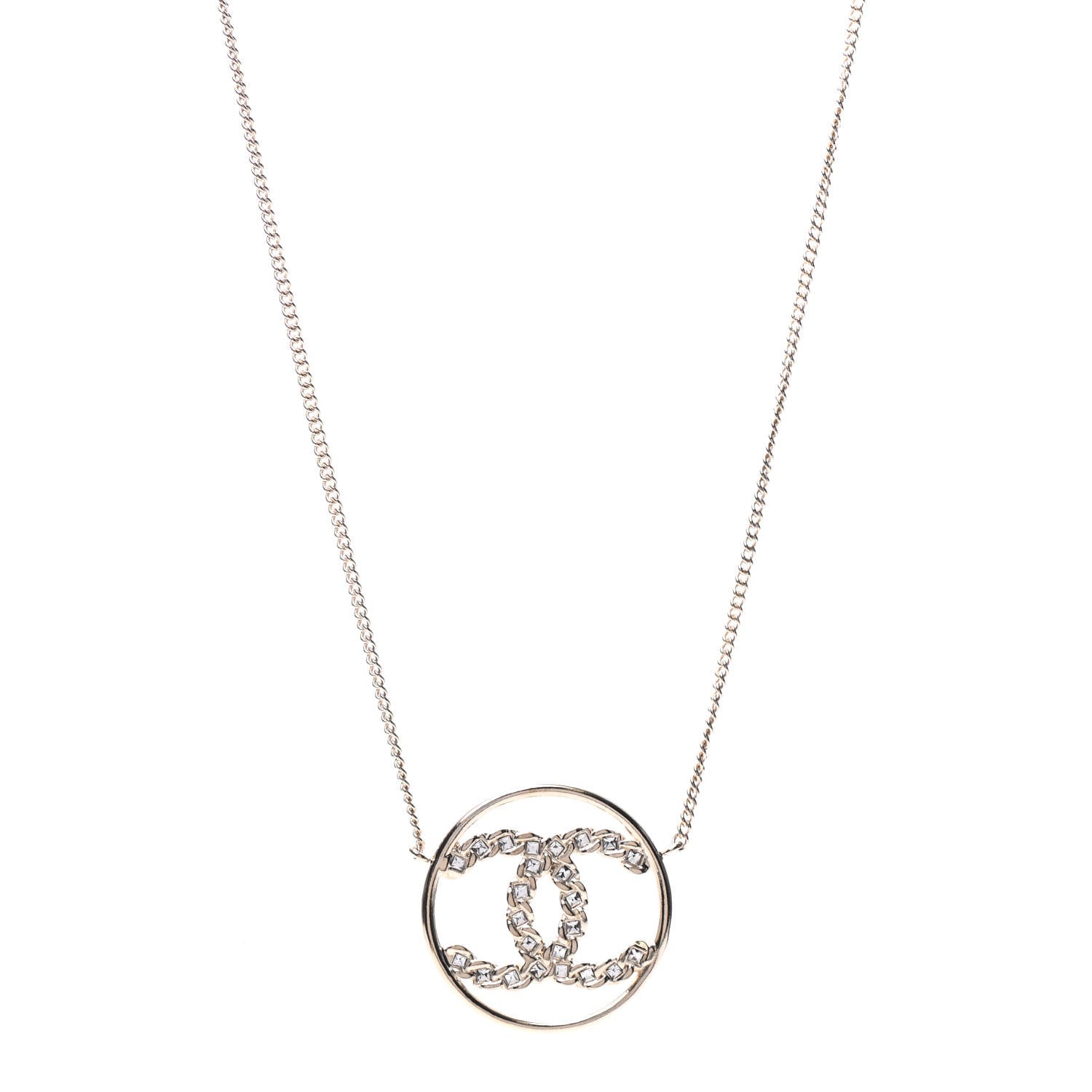 Chanel Baguette Crystal High Society CC Pendant Necklace Gold 1 of 6