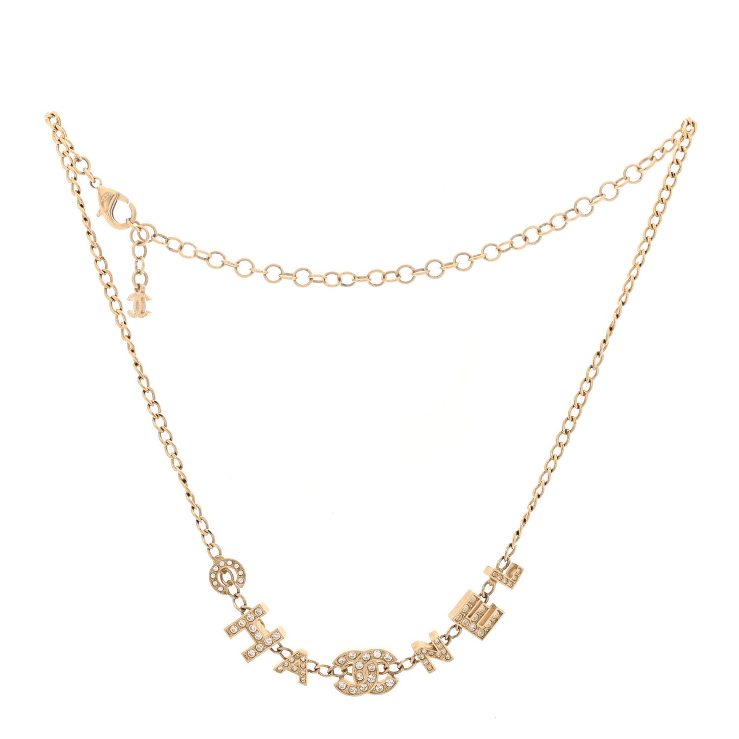 Crystal CC Letter Chain Necklace Gold