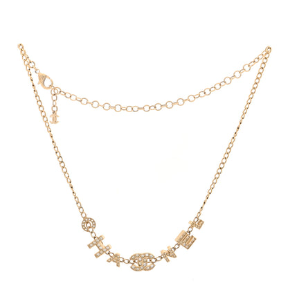 Chanel Crystal CC Letter Chain Necklace Gold 2 of 5
