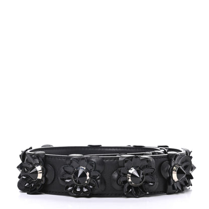 Fendi Vitello Dolce Nappa Patent Flowerland Studded Strap You Black 2 of 3