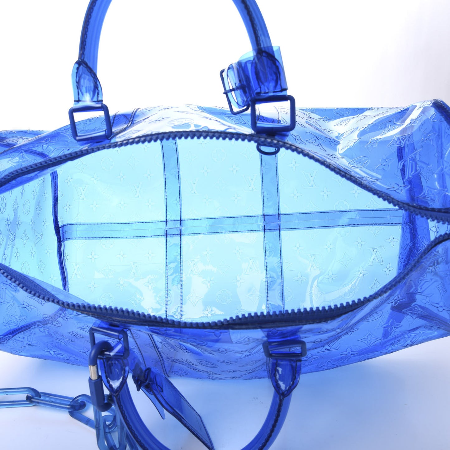 PVC Monogram Keepall Bandouliere 50 Blue