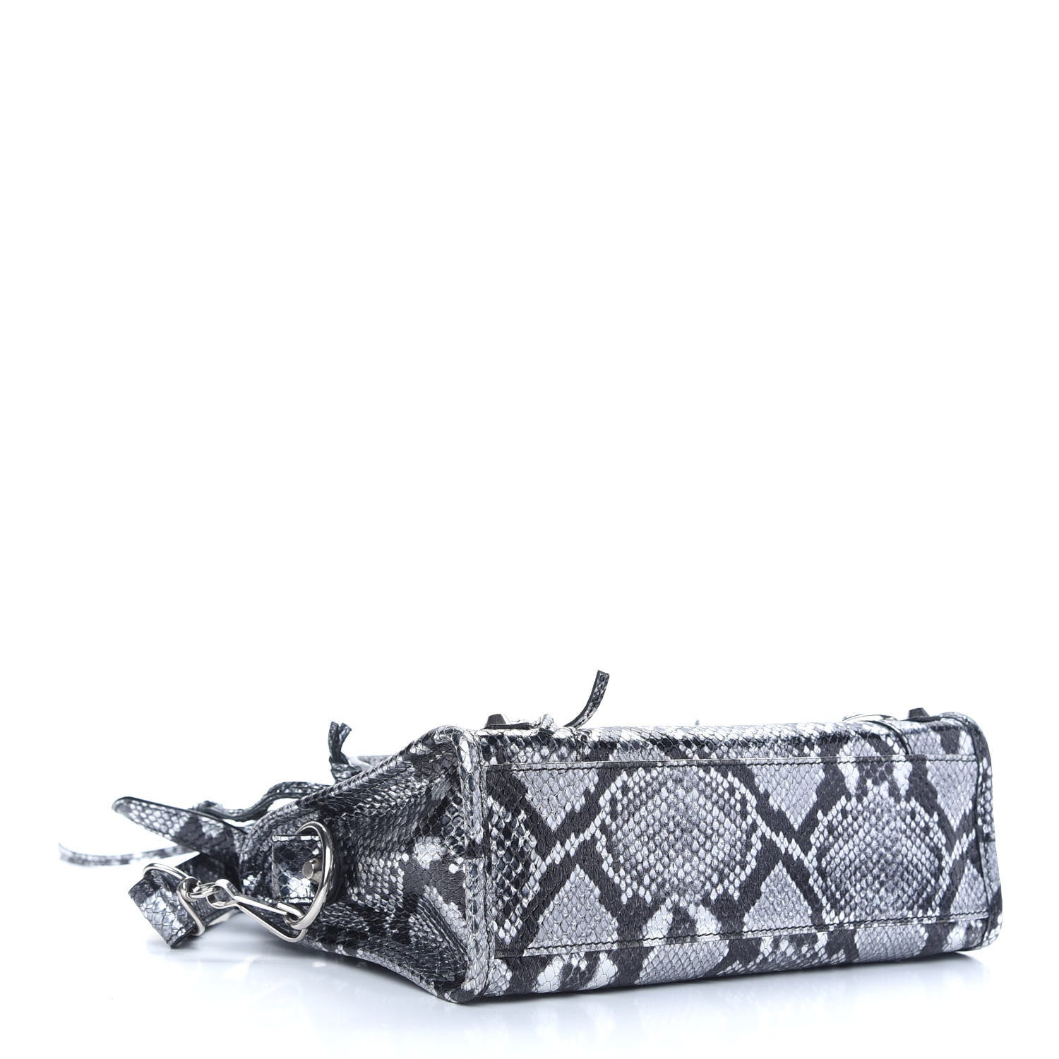 Balenciaga Metallic Calfskin Snakeskin Embossed Classic Silver Hardware Mini City Silver 4 of 10