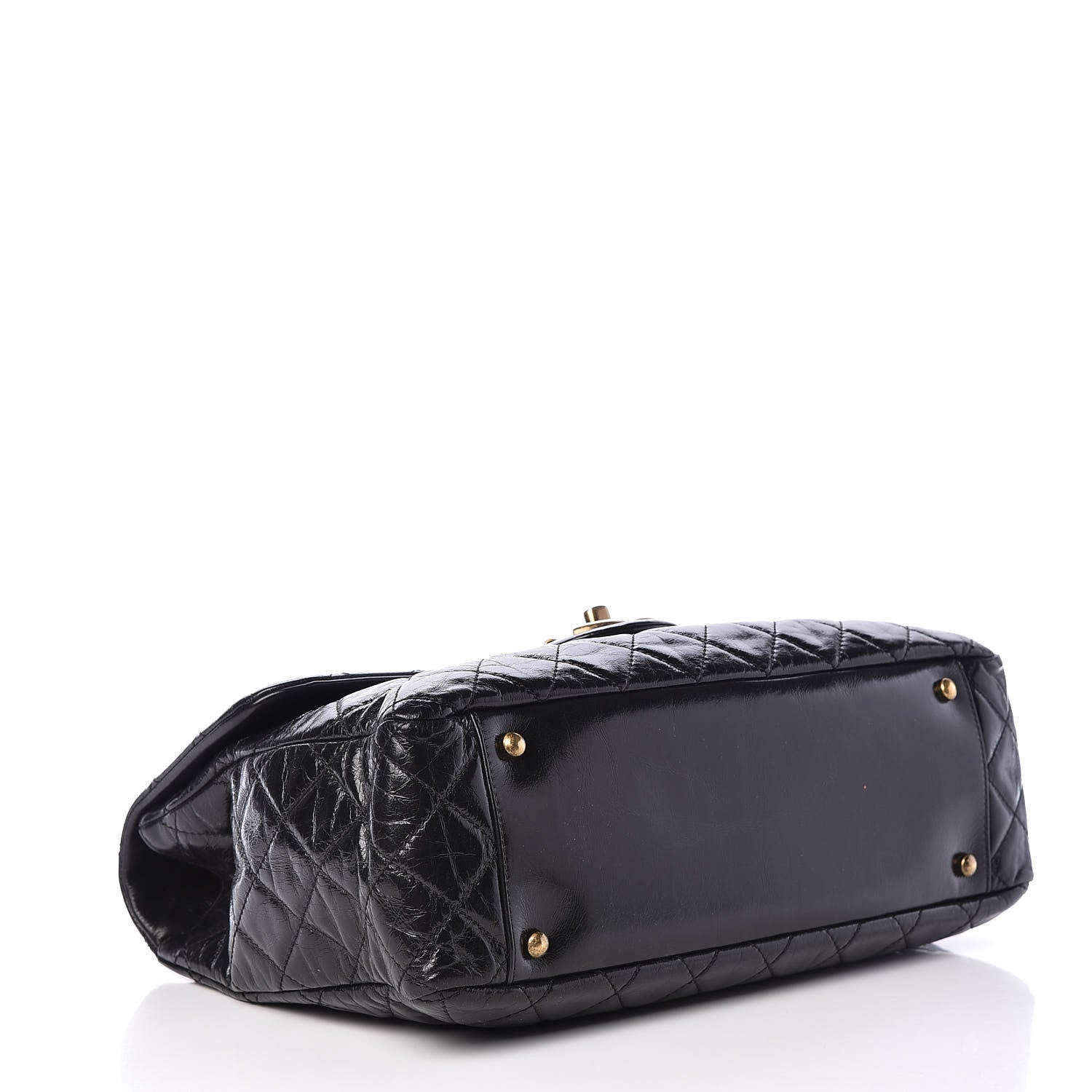 Chanel Glazed Calfskin Castle Rock Large Flap Black Burgundy 4 of 12