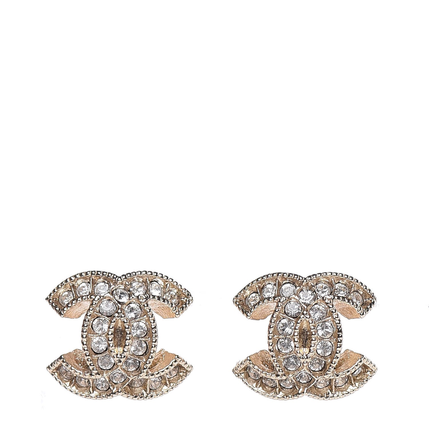 Chanel Crystal CC Earrings Light Gold 1 of 5