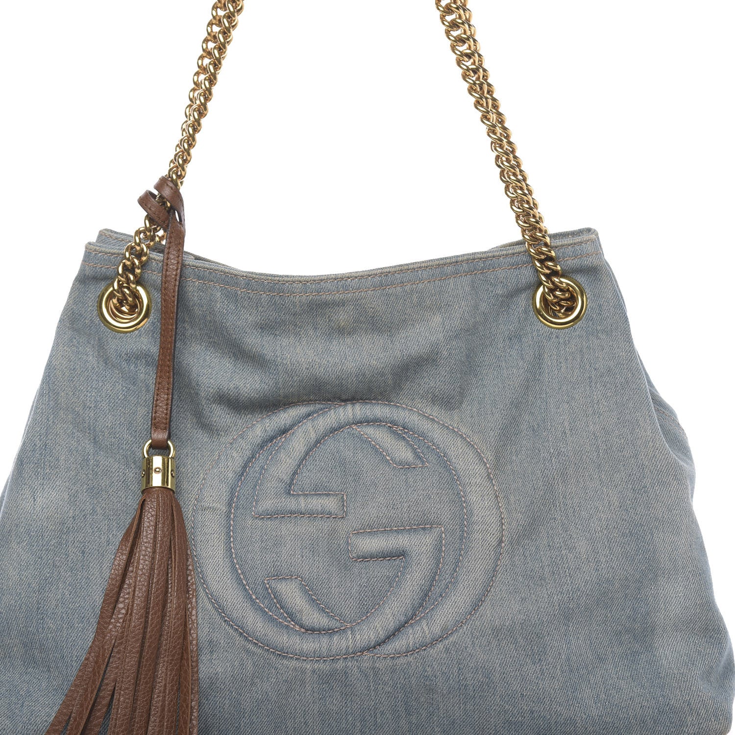 Gucci Denim Medium Soho Chain Shoulder Bag Blue 11 of 15