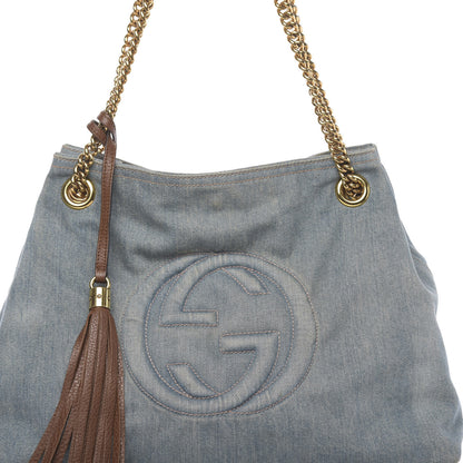 Gucci Denim Medium Soho Chain Shoulder Bag Blue 11 of 15