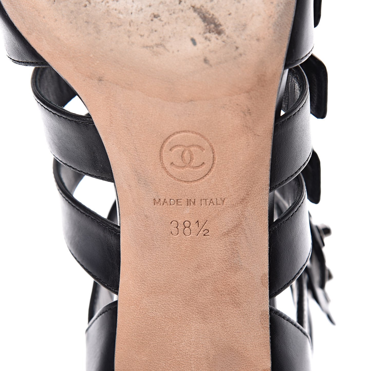 Calfskin CC Turnlock Sandals 38.5 Black