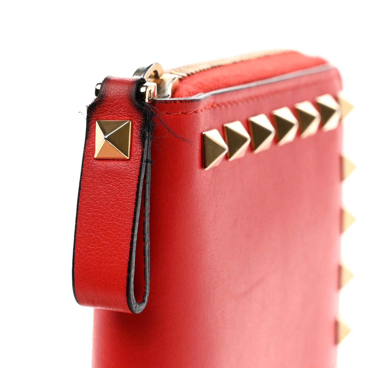 Nappa Rockstud Zip Around Wallet Deep Orange