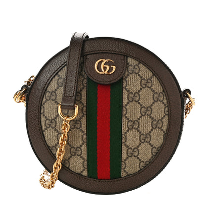 Gucci GG Supreme Monogram Web Mini Ophidia Round Shoulder Bag Brown 1 of 12
