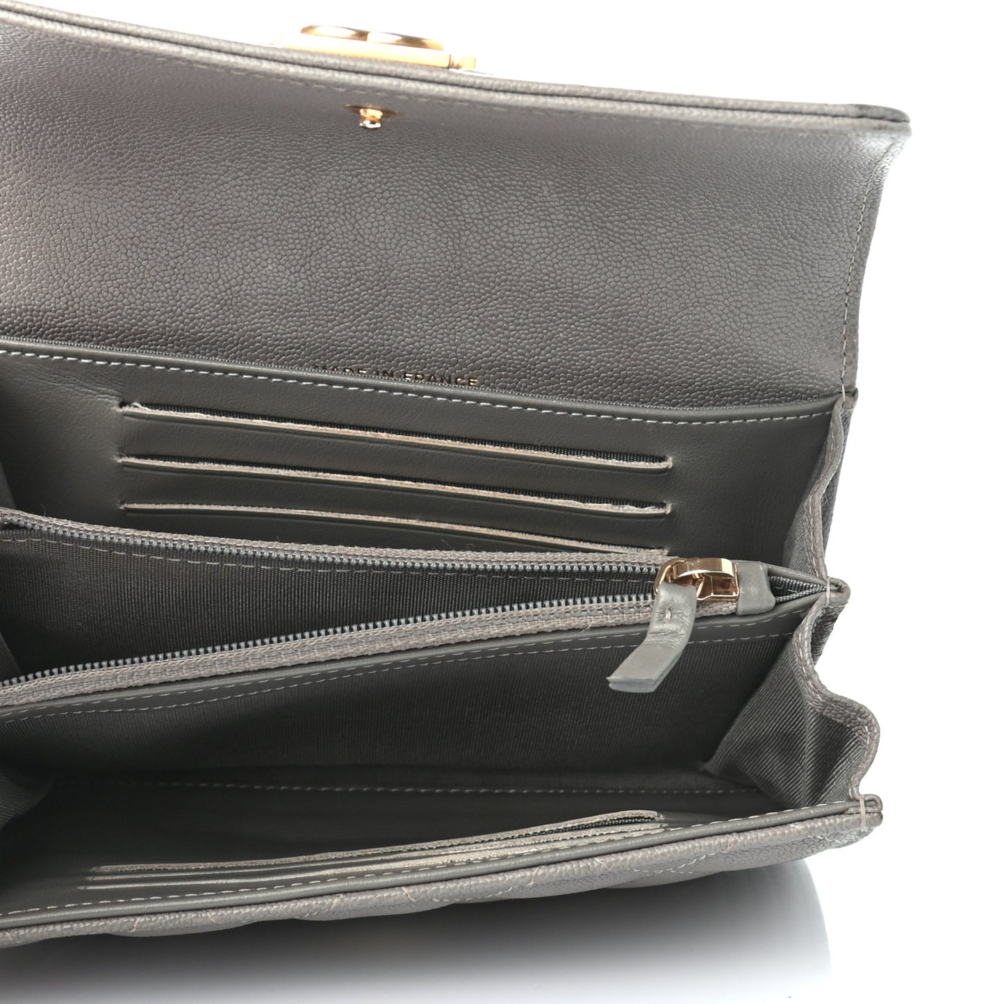 Caviar Quilted Medium Boy Flap Wallet Grey