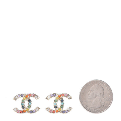 Chanel Crystal Over The Rainbow CC Earrings Gold Multicolor 2 of 4