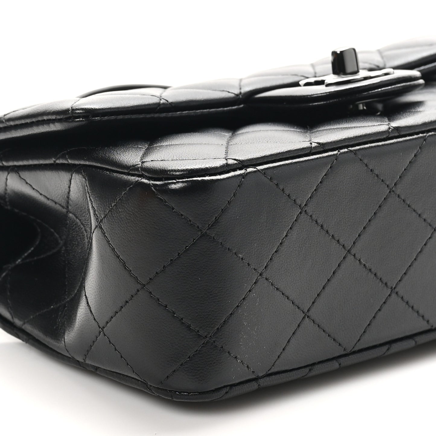 Lambskin Quilted Mini Top Handle Rectangular Flap So Black