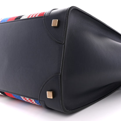 Celine Smooth Calfskin Striped Cotton Canvas Mini Luggage Navy Blue 9 of 11