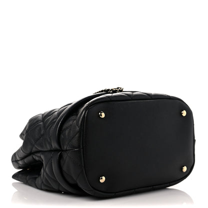 Chanel Caviar Quilted Large Rolled Up Bucket Drawstring Bag Black 4 of 10