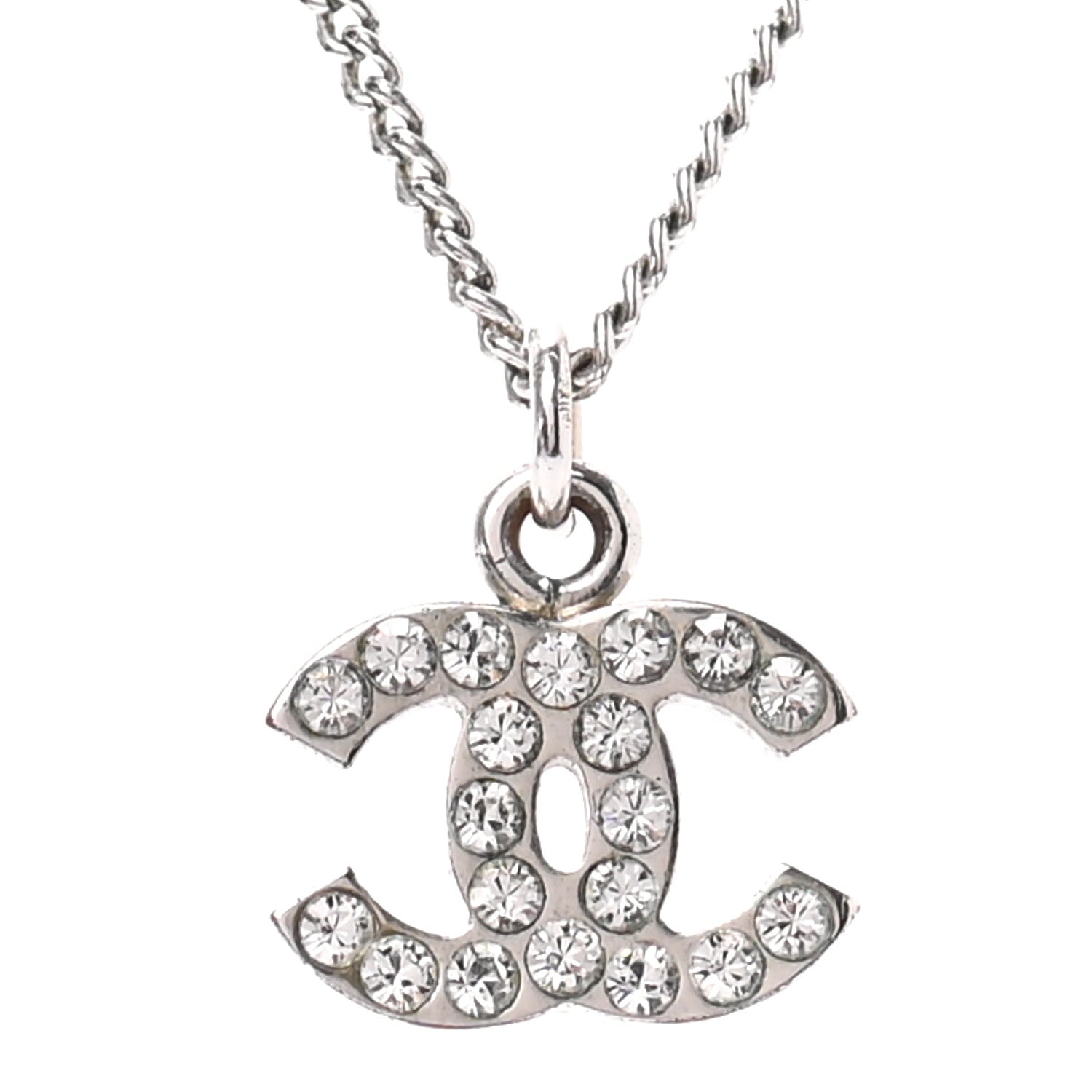 Chanel Crystal CC Necklace Silver 4 of 5