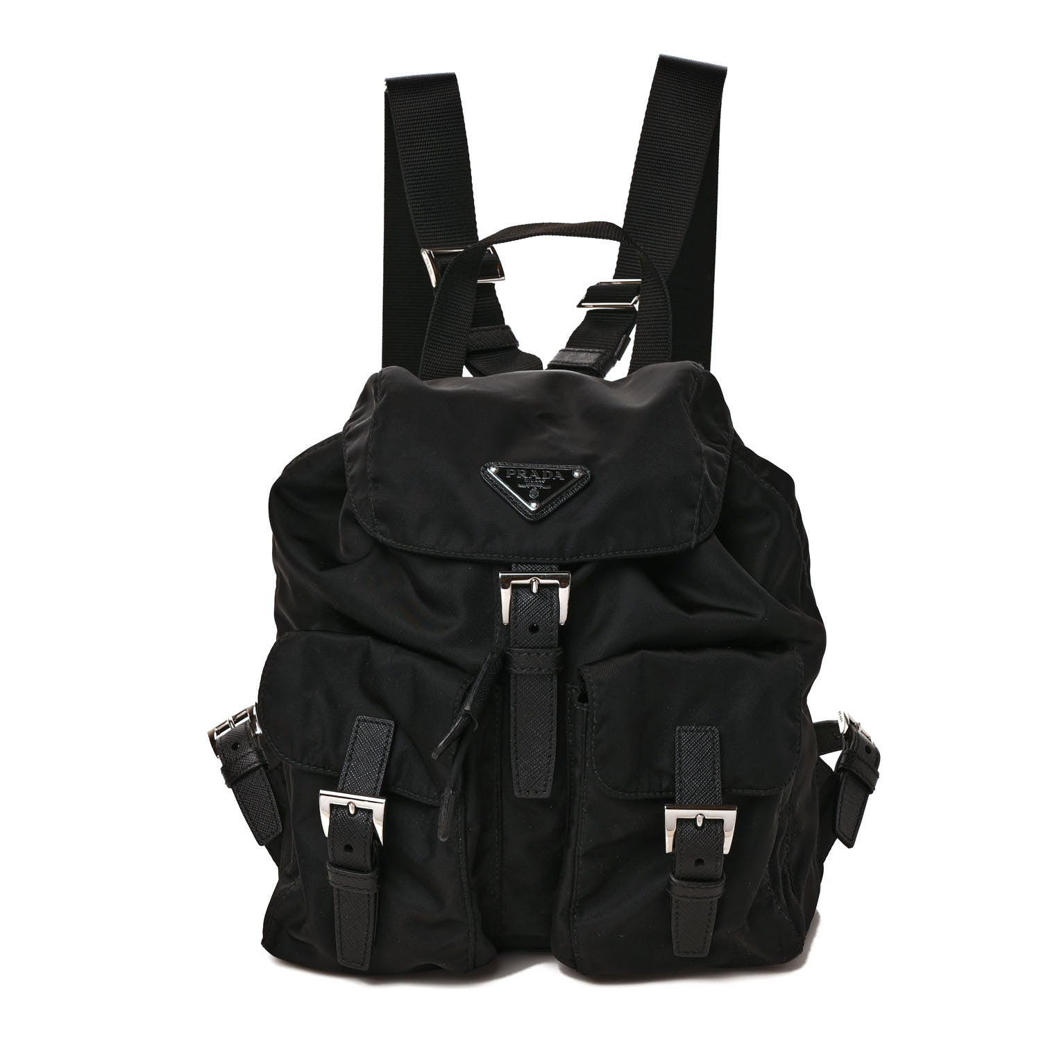 Prada Tessuto Nylon Saffiano Small Backpack Black 1 of 9