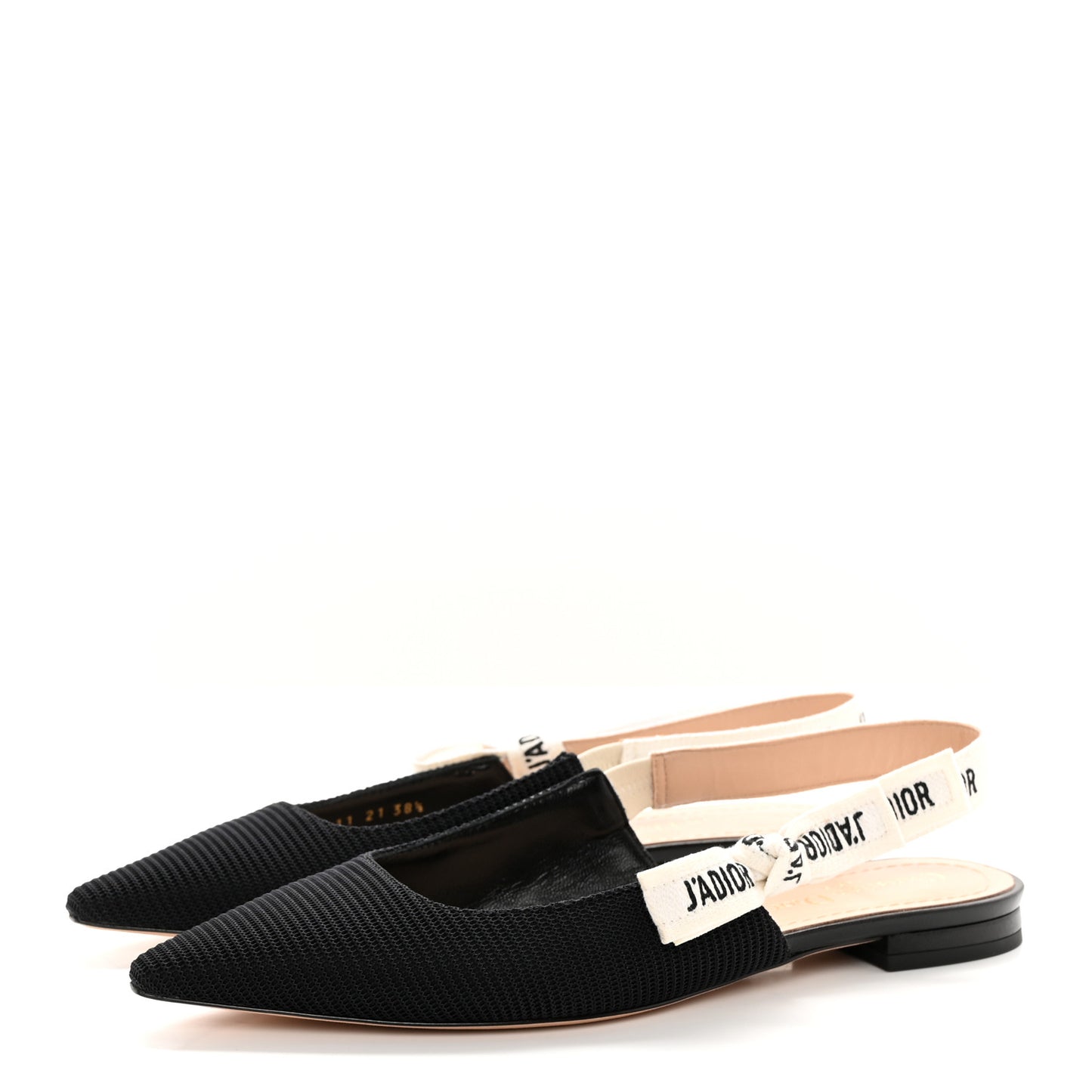 Technical Canvas Ribbon J'Adior Slingback Ballet Flats 38.5 Black