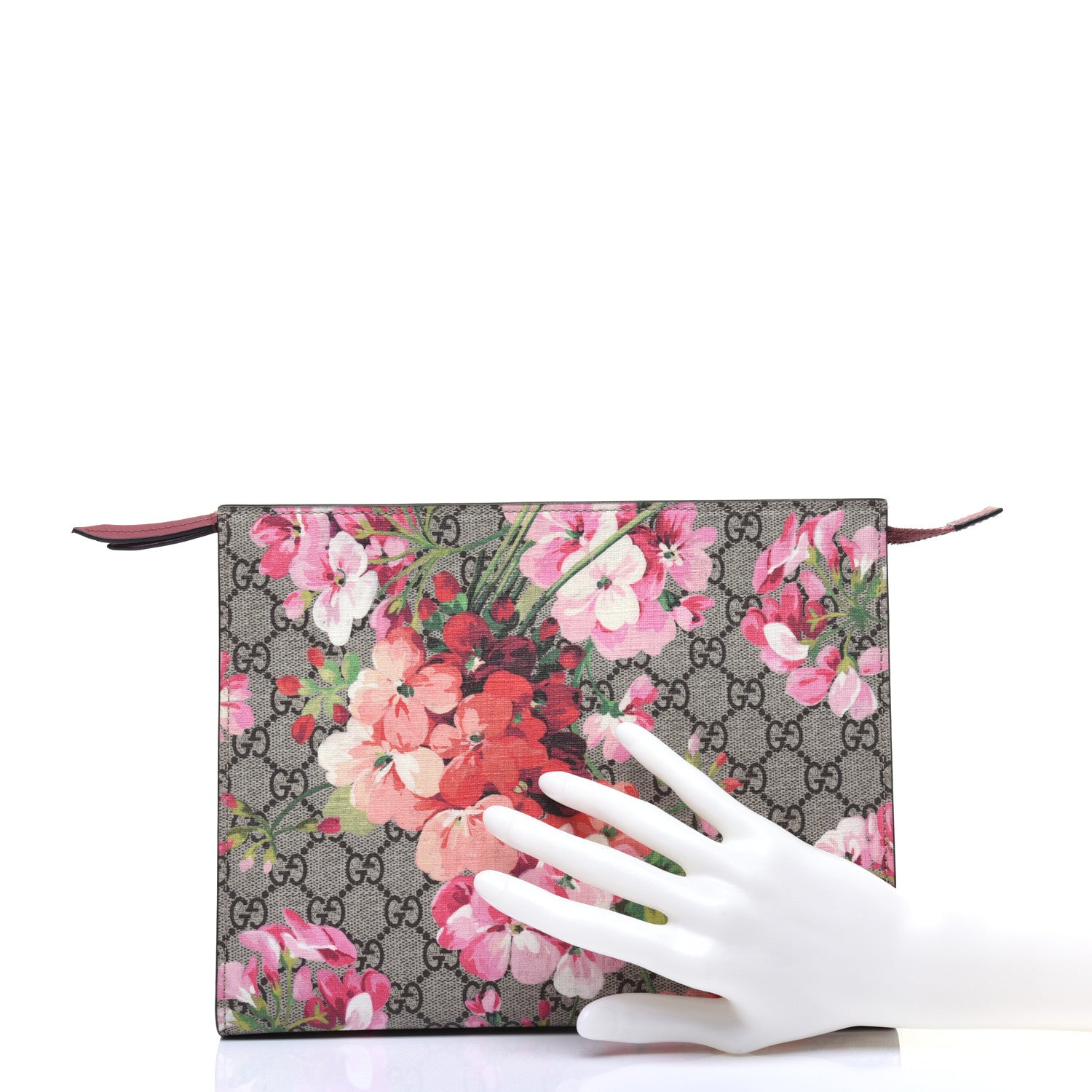 Gucci GG Supreme Monogram Blooms Large Cosmetic Case Beige Multicolor Dry Rose 2 of 12