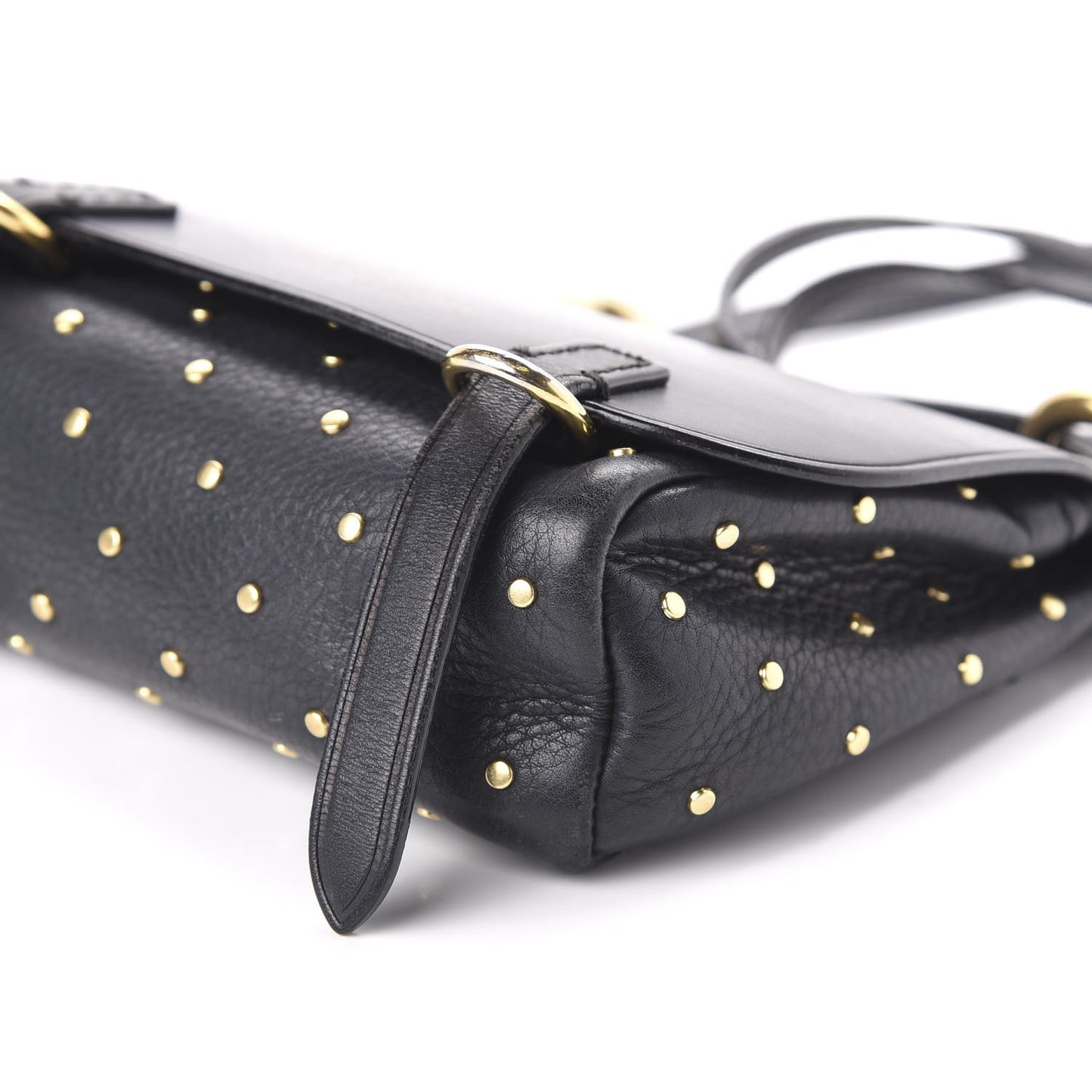 Soft Grain Calfskin Studded Baby Bridle Saddle Bag Black