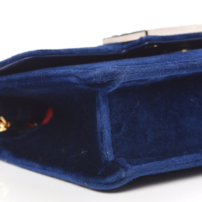 Gucci Velvet Crystal Square G Shoulder Bag Cobalt Blue 6 of 10