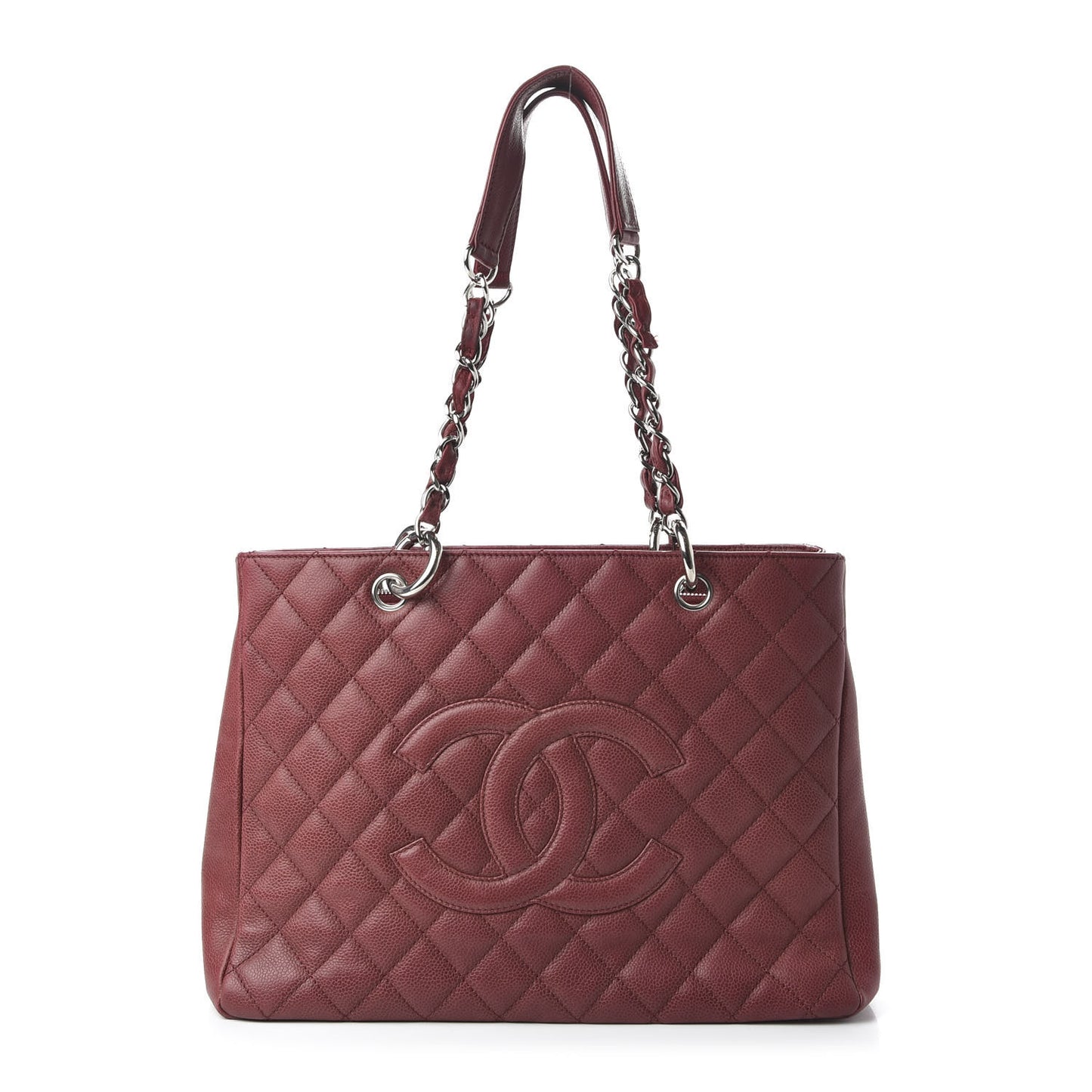 Caviar Quilted Grand Shopping Tote GST Dark Red